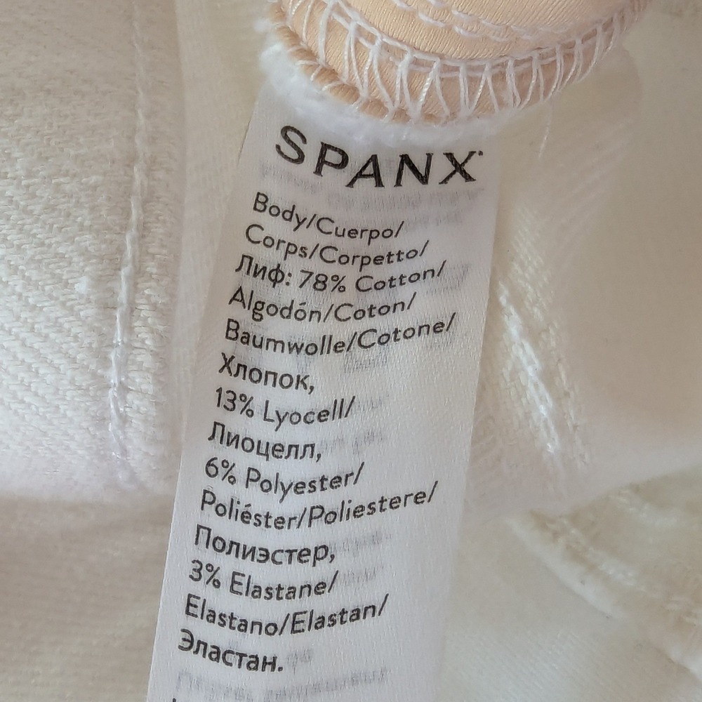 SPANX Cropped Flare Denim Jeans White Pull On High Rise Sz S - Picture 8 of 12